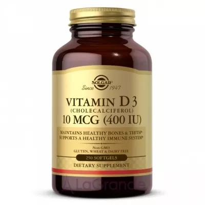 Solgar Vitamin D3 (Cholecalciferol) 10mcg (400 IU)   