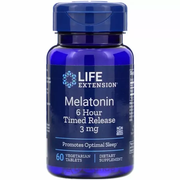 Life Extension Melatonin 6 Hour Timed Release 3 mg ��������� 6-��������, 3 ��