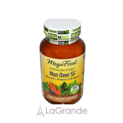 MegaFood Men Over 55  Whole Food Multivitamin & Mineral Iron Free    55+,   