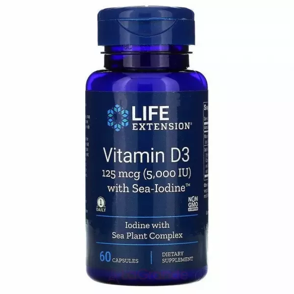 Life Extension Vitamin D3 5000 IU with Sea-Iodine ������� �3 5000 �� � �����
