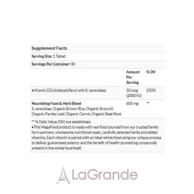 MegaFood Vitamin D3 2000 IU  3 2000   