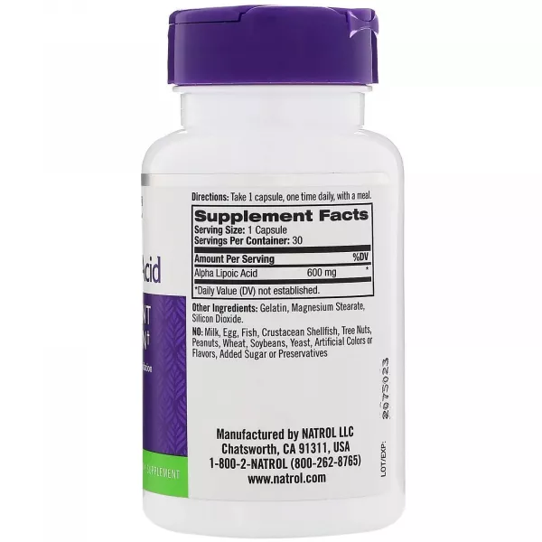 Natrol Alpha Lipoic Acid 600 mg �����-�������� ������� 600 ��