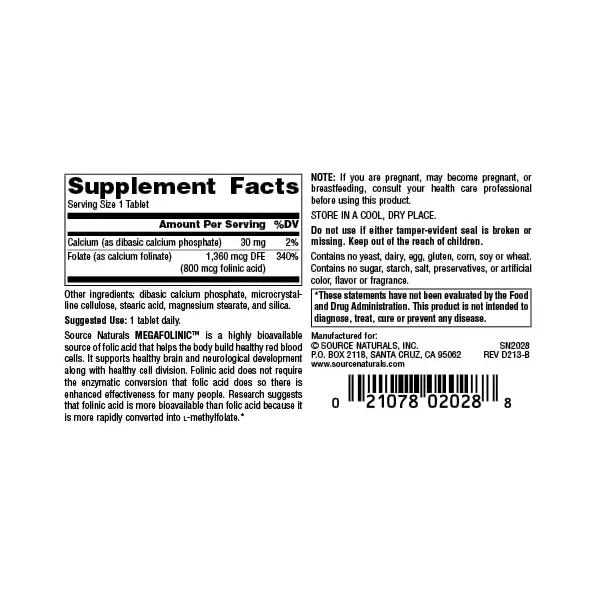 Source Naturals MegaFolinic 800 mcg ������������ ����� �������� ������� � ���������
