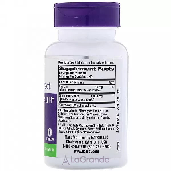 Natrol Cinnamon Extract 1000 mg ������, ��������, 1000 ��