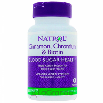 Natrol Cinnamon Chromium and Biotin Blood Sugar Health         