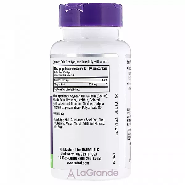 Natrol CoQ-10 200 mg ������� CoQ-10, 200 ��