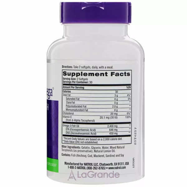 Natrol Extreme Omega Lemon Flavor 2400 mg �����-3 2400 ��, �� ������ ������