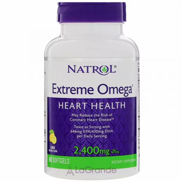 Natrol Extreme Omega Lemon Flavor 2400 mg �����-3 2400 ��, �� ������ ������