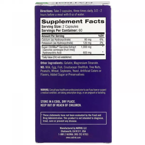 Natrol Garcinia Cambogia 1000 mg ��������, �������� ��������, 1000 ��