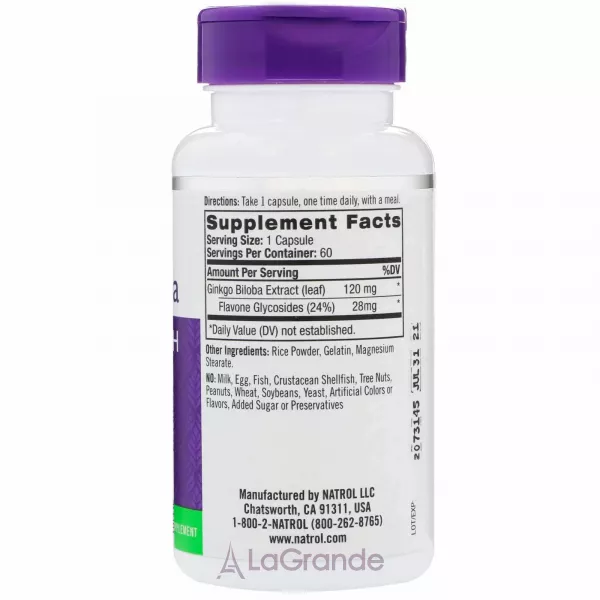 Natrol Ginkgo Biloba 120 mg ó���� ������ 120 ��