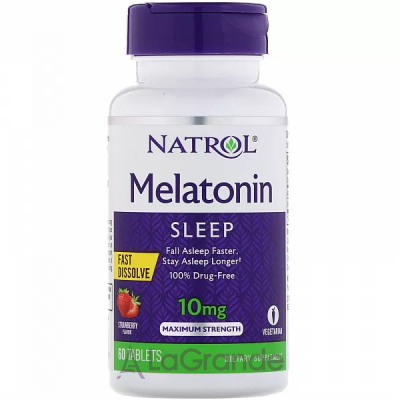 Natrol Melatonin Maximum Strength Fast Dissolve 10 mg, Strawberry Flavor    10 ,   