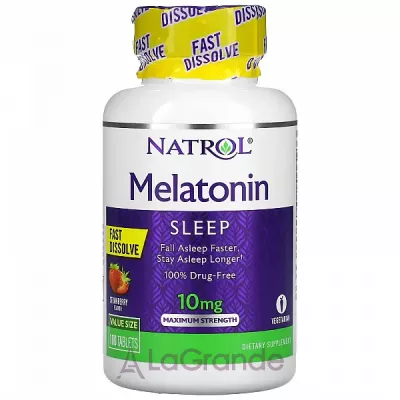 Natrol Melatonin Maximum Strength Fast Dissolve 10 mg, Strawberry Flavor    10 ,   