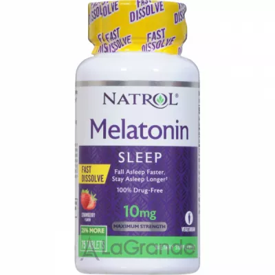 Natrol Melatonin Maximum Strength Fast Dissolve 10 mg, Strawberry Flavor    10 ,   