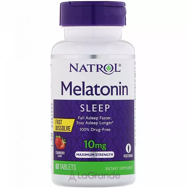 Natrol Melatonin Maximum Strength Fast Dissolve 10 mg, Strawberry Flavor ��������� �������� ���������� 10 ��, � ������ ��������