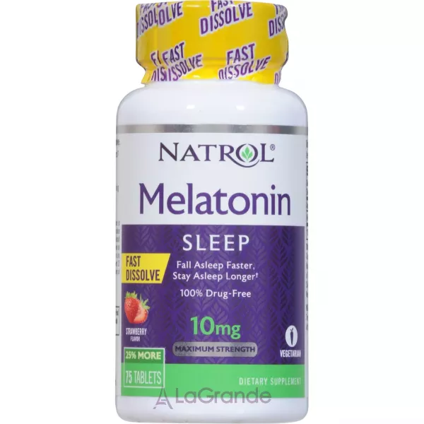 Natrol Melatonin Maximum Strength Fast Dissolve 10 mg, Strawberry Flavor ��������� �������� ���������� 10 ��, � ������ ��������