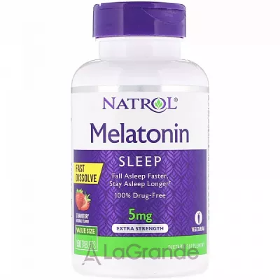 Natrol Melatonin Extra Strength Fast Dissolve 5 mg, Strawberry Flavor    5 ,   