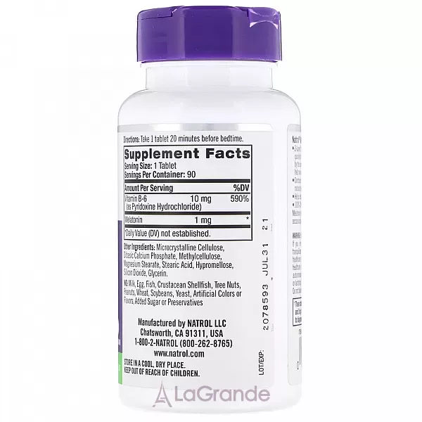 Natrol Melatonin Time Release 1 mg ��������� ������������ ���������� 1 ��