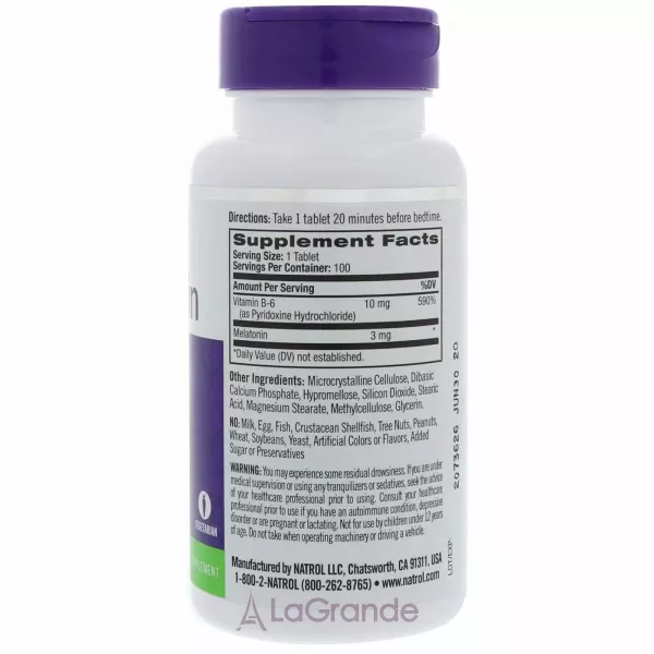 Natrol Melatonin Time Release 3 mg ��������� ��������� ���������� 3 ��