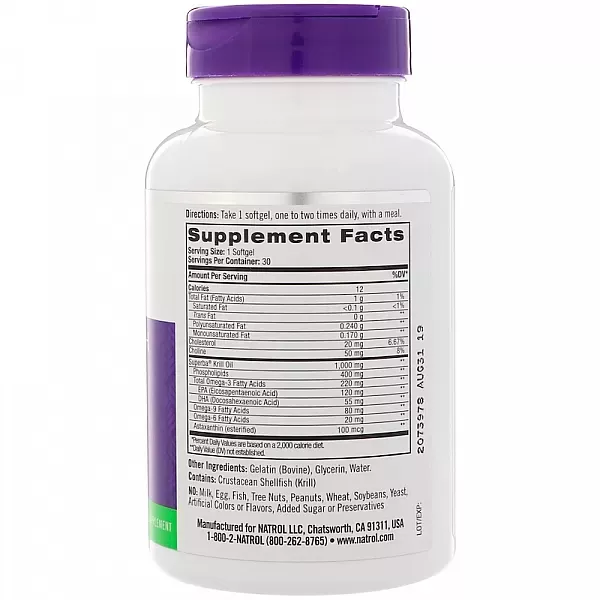 Natrol Odorless Krill Oil 1000 mg ����� 3 �� ���� ����� 1000 ��