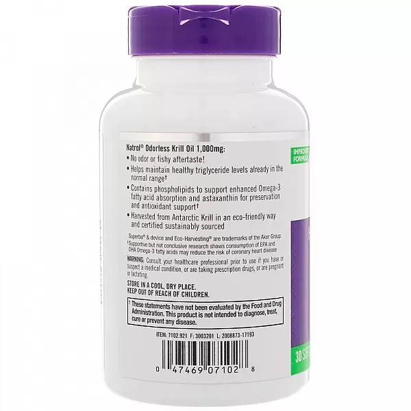 Natrol Odorless Krill Oil 1000 mg ����� 3 �� ���� ����� 1000 ��