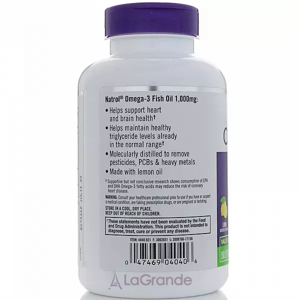 Natrol Omega-3 Fish Oil 1000 mg, Lemon Flavor ���'���� ��� 1000 ��, � ������ ������