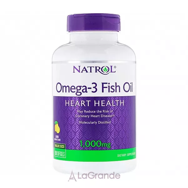 Natrol Omega-3 Fish Oil 1000 mg, Lemon Flavor ���'���� ��� 1000 ��, � ������ ������