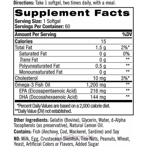 Natrol Omega-3 Fish Oil 1200 mg, Lemon Flavor ���'���� ��� 1200 ��, � ������ ������