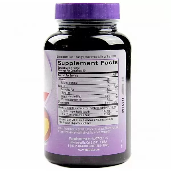 Natrol Omega-3 Fish Oil 1000 mg, Lemon Flavor ���'���� ��� 1000 ��, � ������ ������