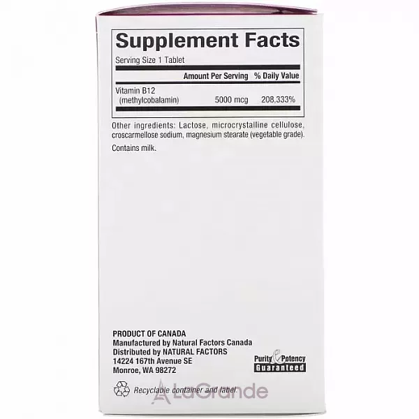 Natural Factors Methylcobalamin B12 5000 mcg ������� B12 5000 ���