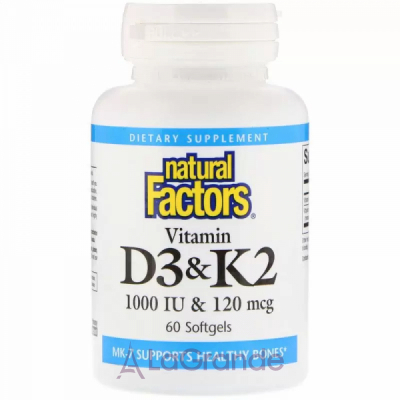 Natural Factors Vitamin D3 & K2  3  2 1000 /120 