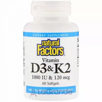 Natural Factors Vitamin D3 & K2 ³ D3  K2 1000 /120 