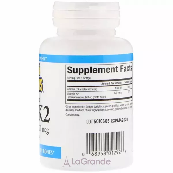 Natural Factors Vitamin D3 & K2 ³���� D3 � K2 1000 ��/120 ���