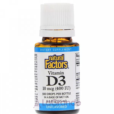 Natural Factors Vitamin D3 Drops 400 IU ³ D3   400 ME, 