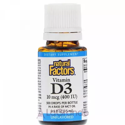 Natural Factors Vitamin D3 Drops 400 IU ³ D3   400 ME, 