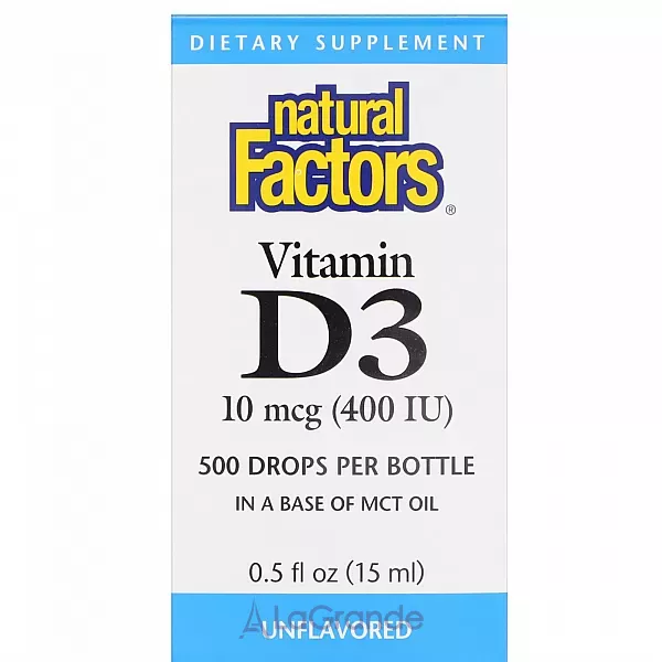 Natural Factors Vitamin D3 Drops 400 IU ³���� D3 ��� ���� 400 ME, �����