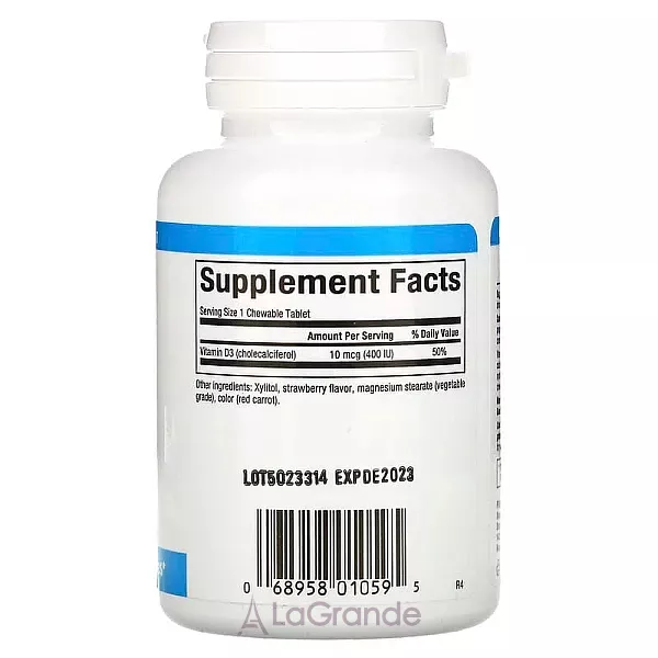 Natural Factors Vitamin D3 400 IU, Strawberry Flavor ³���� D3 ��� ���� 400 ME, � ������ ��������