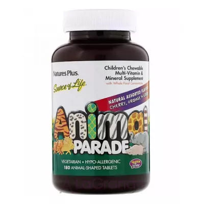 Natures Plus  Animal Parade Children's Chewable Multi-Vitamin &amp Mineral  Assorted Flavors ³       