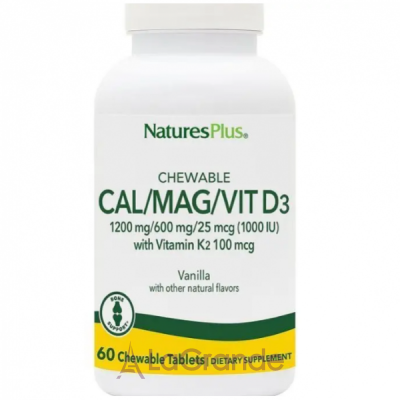 NaturesPlus Cal/Mag/Vit D3 Vanilla Flavored //. D3   2      