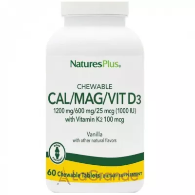 NaturesPlus Cal/Mag/Vit D3 Vanilla Flavored //. D3   2      