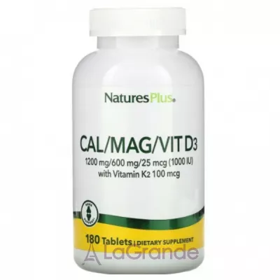 NaturesPlus Cal/Mag/Vit D3 with Vitamin K2 ,    D3  K2  