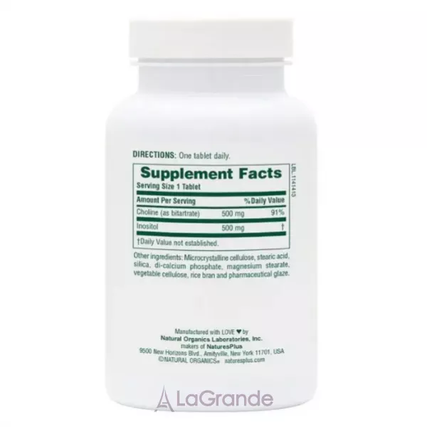 NaturesPlus Choline & Inositol 500/500 mg ����� � �������� 500/500 �� � ���������