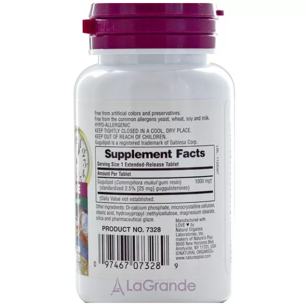 NaturesPlus Herbal Actives Gugulipid Extended Release 1000 mg �������� ��� ������������  ���������� ������ ������ 1000�� � ���������