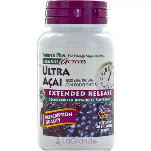 Nature's Plus Herbal Actives Ultra Acai Extended Release 1,200 mg ����� ��� ������ 1200 �� � ���������