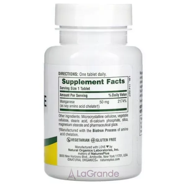 NaturesPlus Manganese 50 mg ��������� 50 �� � ���������