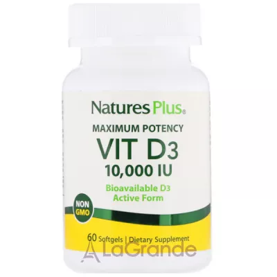 NaturesPlus Maximum Potency Vit D3 10,000 IU ³ D3 10000   