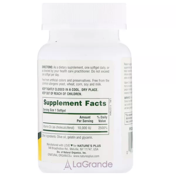 NaturesPlus Maximum Potency Vit D3 10,000 IU ³���� D3 10000 �� � ��������
