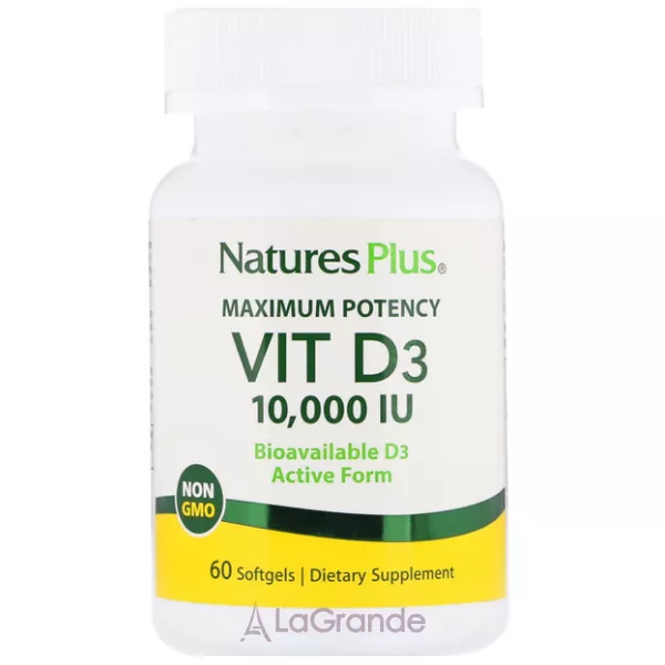 NaturesPlus Maximum Potency Vit D3 10,000 IU ³���� D3 10000 �� � ��������