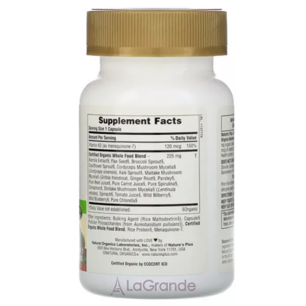 NaturesPlus Source of Life Garden Vitamin K2 ³���� �2 � ��������