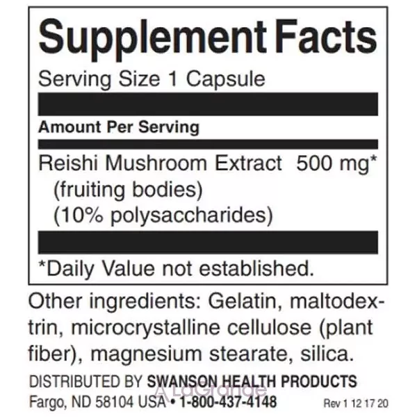 Swanson Reishi Mushroom Extract Standardized 500mg ����������� ������� 