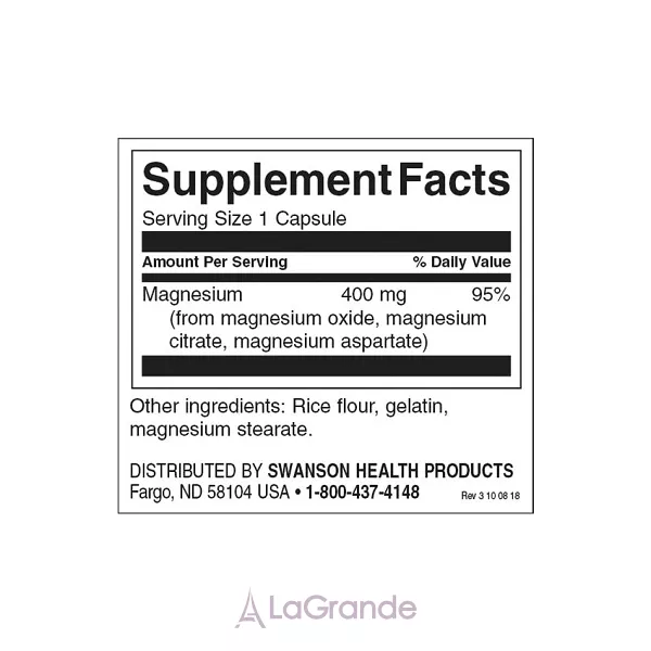 Swanson Triple Magnesium Complex 400 mg �������� �� �������� �������